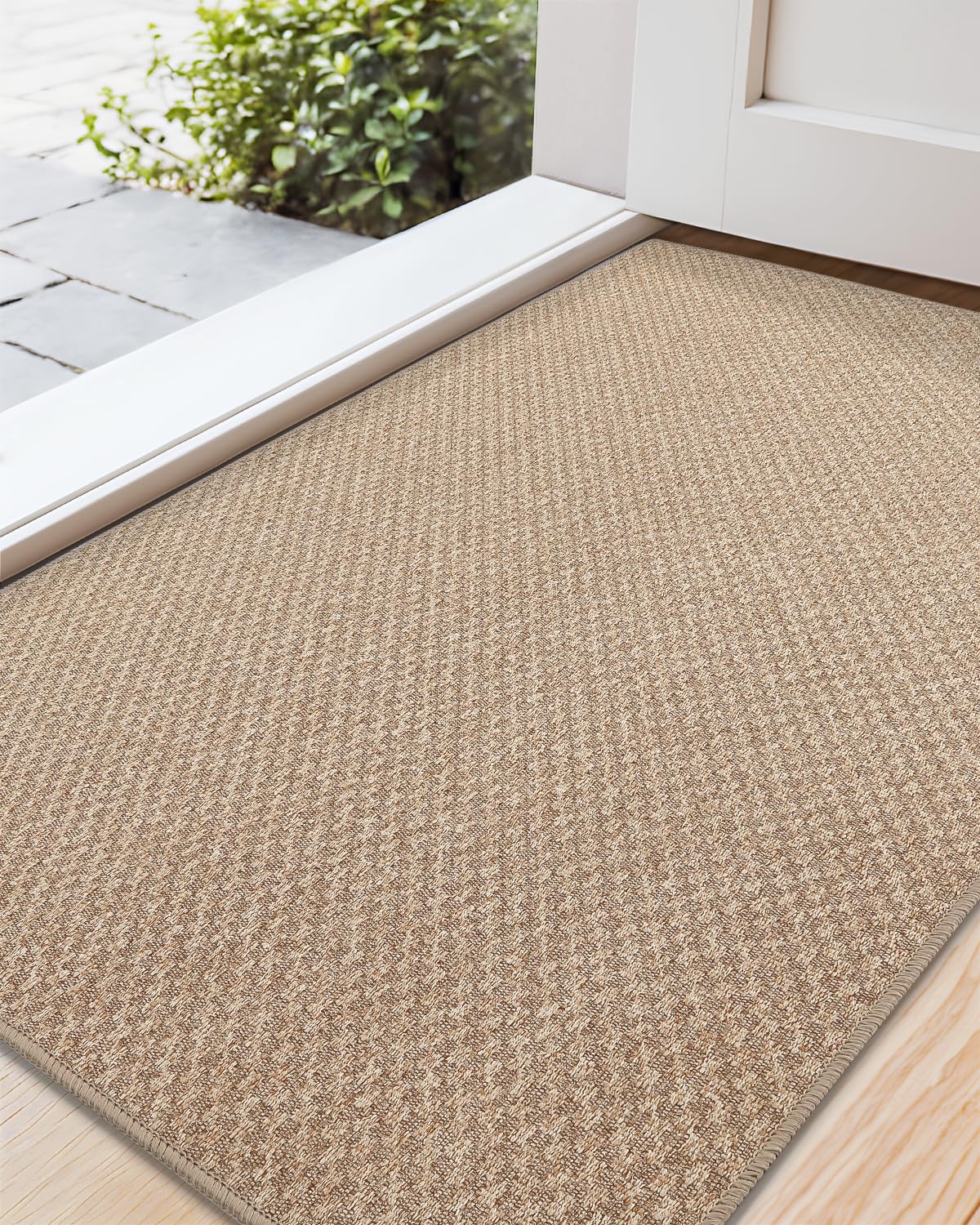 COLOR&GEOMETRY Large Door Matts Indoor 92 x 142 cm, Thin Indoor Door Mats Non Slip, Absorbent Dirt Trapper Easy Clean Doormats Inside, Khaki