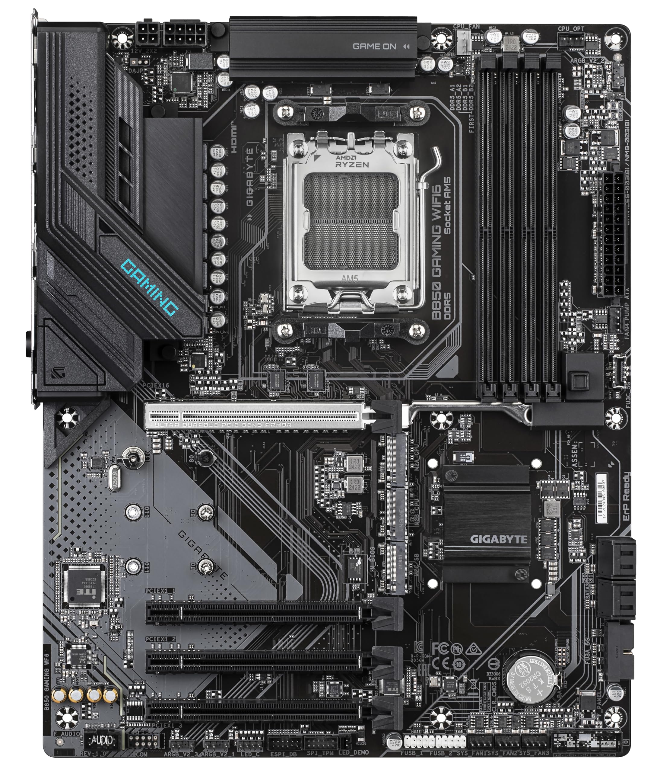 GIGABYTE B850 AORUS ELITE WIFI7 Motherboard - AMD Ryzen 9000 Series CPUs, 14+2+2 Phases Digital VRM, up to 8200MHz DDR5 (OC), 1xPCIe 5.0 + 2xPCIe 4.0 M.2, 2.5 LAN, WIFI 7, USB 3.2 Gen 2x2