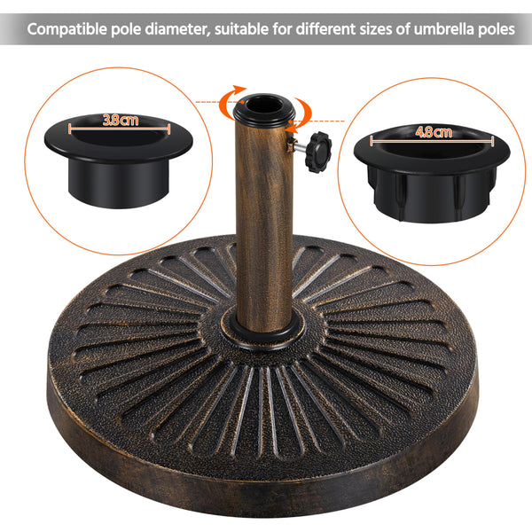 Yaheetech 10kg Patio Umbrella Stand Parasol Base Weight Heavy Duty Garden Parasol Stand Holder Round Iron Umbrella Base Stand Bronze
