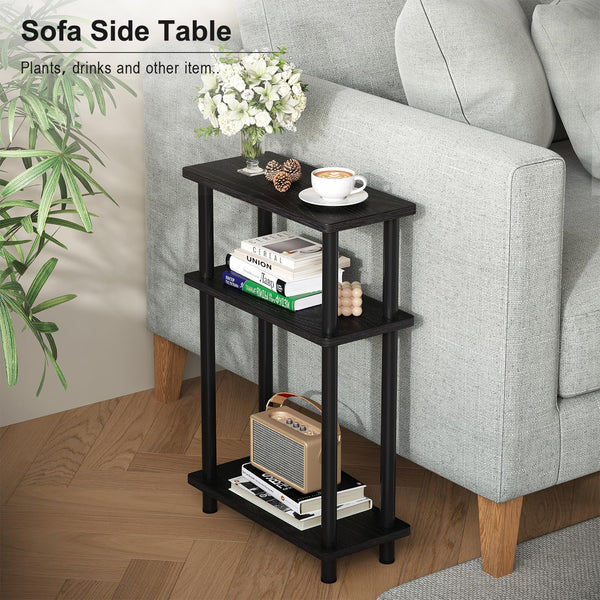 APICIZON Narrow Side Table, Slim Small Table, 3 Tier End Table Living Room, 40x18x61.5cm, Modern Thin Side Tables for Living Room, Bedroom, Sofa,