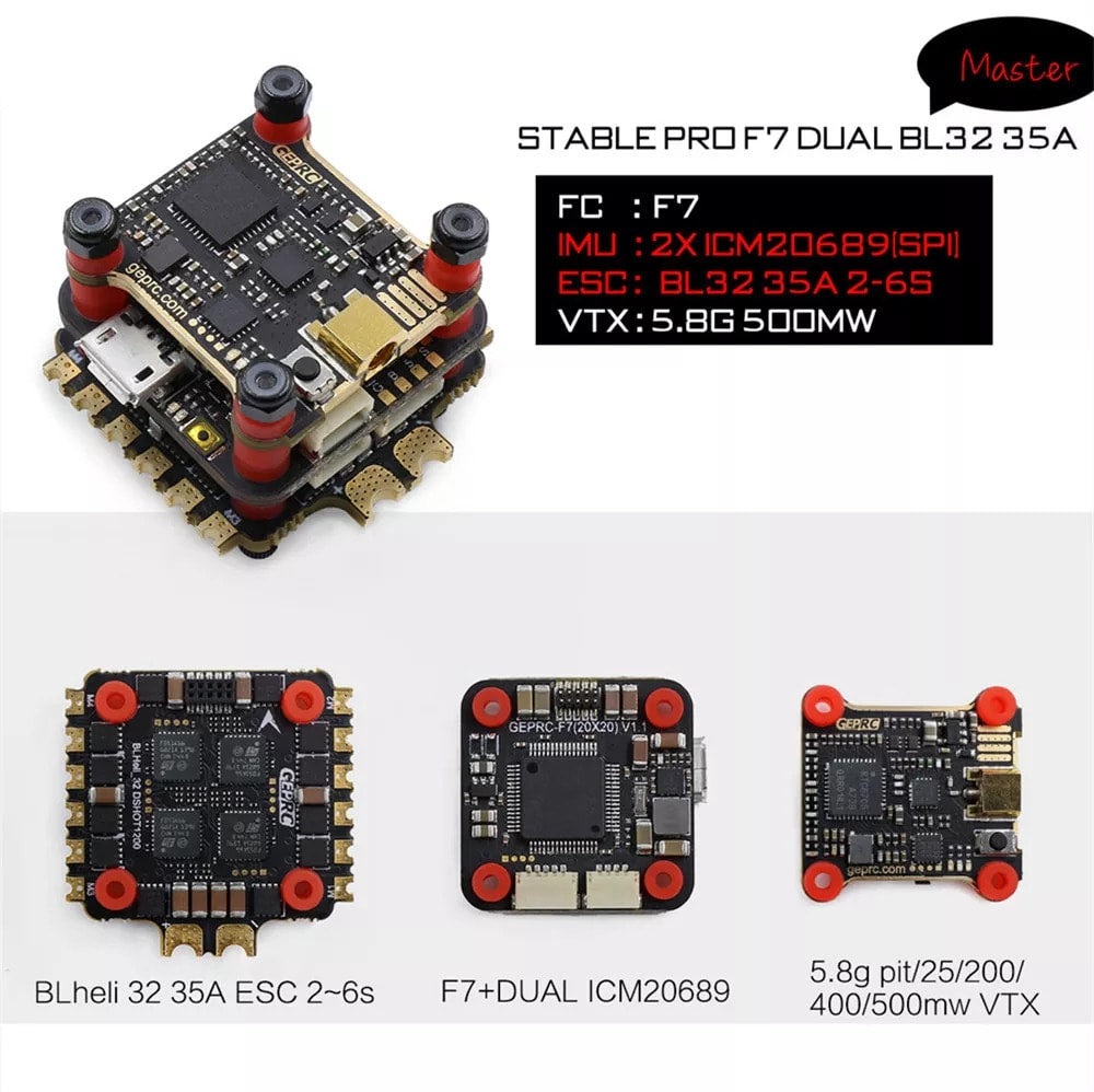 GepRC Stable Pro F7 Dual BL32 35A 2-6S Flight Stack