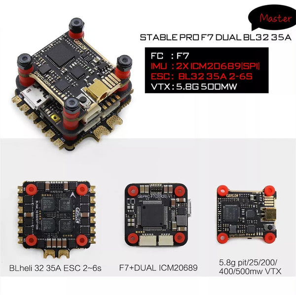 GepRC Stable Pro F7 Dual BL32 35A 2-6S Flight Stack