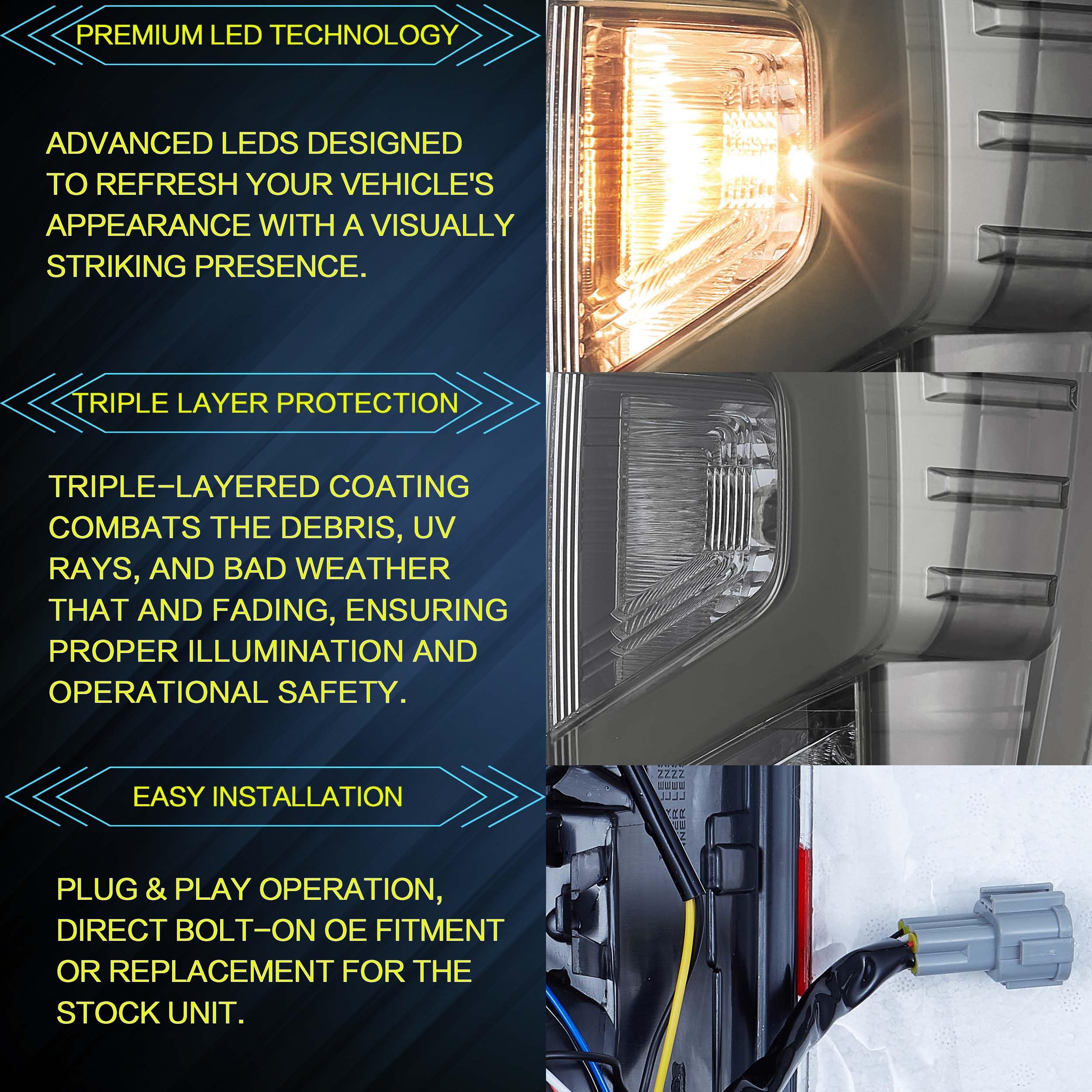 VLAND LED Tail Lights Compatible with 2014-2023 Nissan Navara/Frontier D23, Rear Lights with DRL and Turn Signal, Red