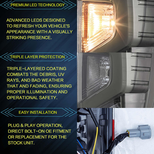 VLAND LED Tail Lights Compatible with 2014-2023 Nissan Navara/Frontier D23, Rear Lights with DRL and Turn Signal, Red