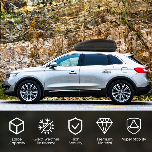 TANGZON Car Roof Box, 400L Extra-Large Car Top Roofbox with Dual Side Opening, Waterproof Hard Rooftop Cargo Carrier Storage Box for Tents Bags Luggage, Fits Most Cars (Black)