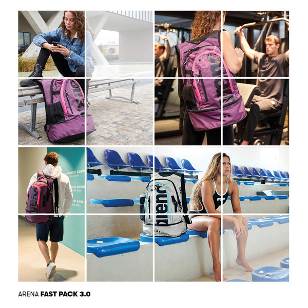 arena Fastpack 3.0 Sporty Backpack for Swimming, Sea, Gym and Sports, Water-repellent Travel Bag with Padded Shoulder Straps, Shoe and Wet Clothes