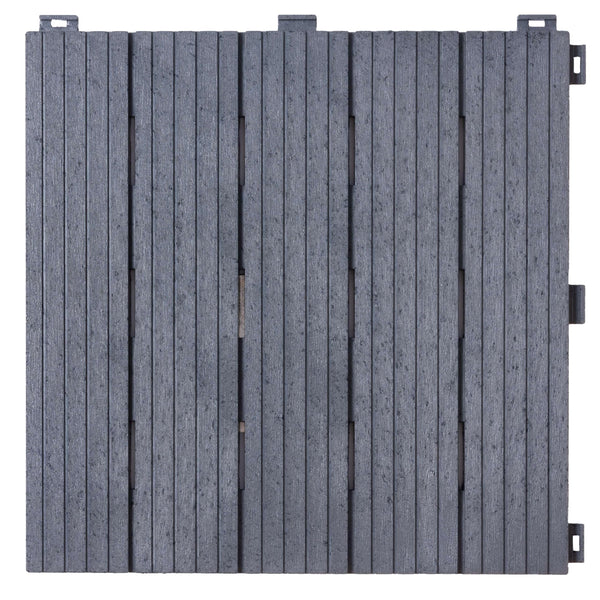 Nicoman Garden Decking Tiles Cosmopolitan Patio, Terrace, Hot Tub Deck Tiles | Interlocking Decking Tiles | Recycled | Cosmo Composite | Outdoor Drainage Deck Flooring (Graphite, 30 x 30cm, 10x)