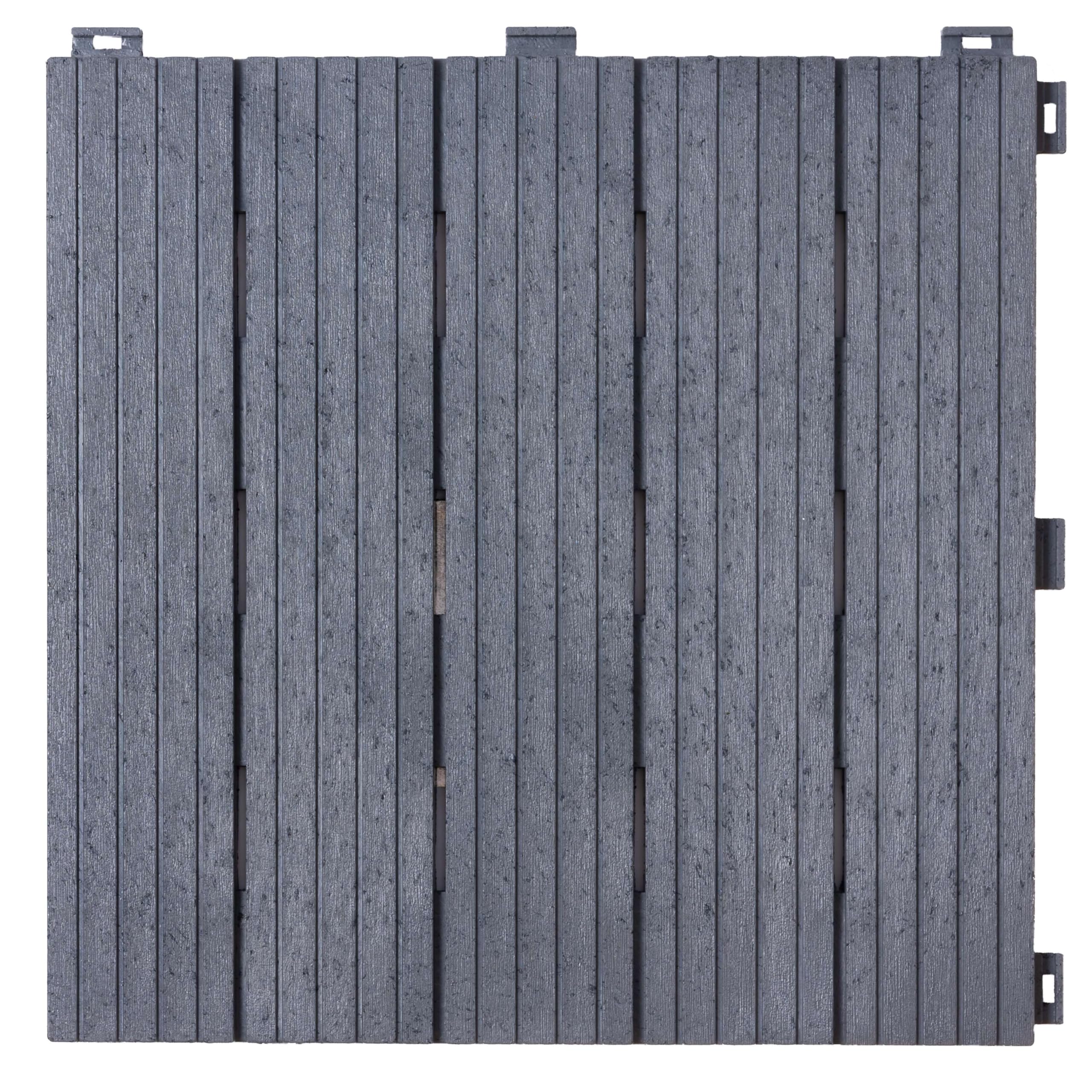 Nicoman Garden Decking Tiles Cosmopolitan Patio, Terrace, Hot Tub Deck Tiles | Interlocking Decking Tiles | Recycled | Cosmo Composite | Outdoor Drainage Deck Flooring (Graphite, 30 x 30cm, 10x)