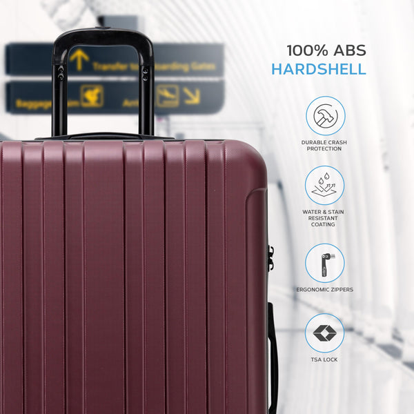 Flight Knight Premium Lightweight Suitcase - Built-in TSA Lock - 8 Spinner Wheels - ABS Hard Shell Check in Highly Durable Luggage - Medium - 67x45x26cm