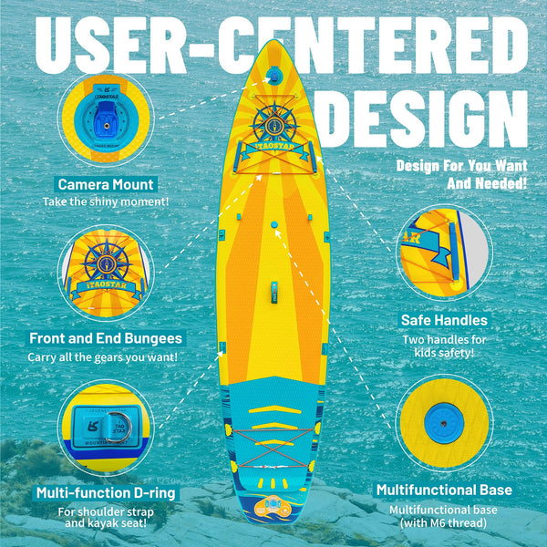 iTAOSTAR Journey 11'6" / 11'×34" / 11'×35" Extra Wide Paddle Board, One-Stop Premium SUP Board Accessories, Tailored Fins, Stable Inflatable Stand Up Paddle Boards for Youth/Adults of All Skill Levels