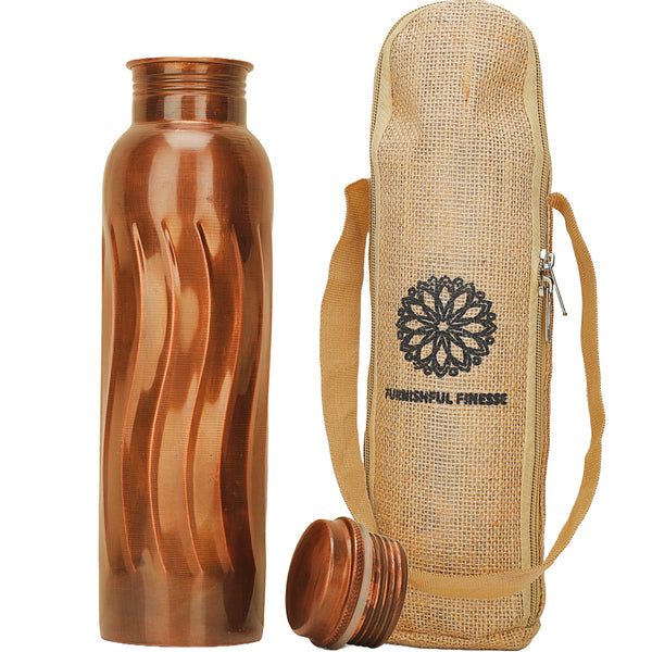 34 Oz Pure Copper Water Bottle With Ayurvedic Benefits Copper Bottle With Bag For Drinking Drink Leak Proof Lid Large Handcrafted Copper Water Vessel