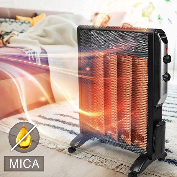 Duronic Electric Heater HV180 WE 2000W Oil Free Radiator Convection Heater Free Standing Radiator Mica Panel Heaters Portable Radiators with Micathermic Panels Convector for Home, Bedroom, Office