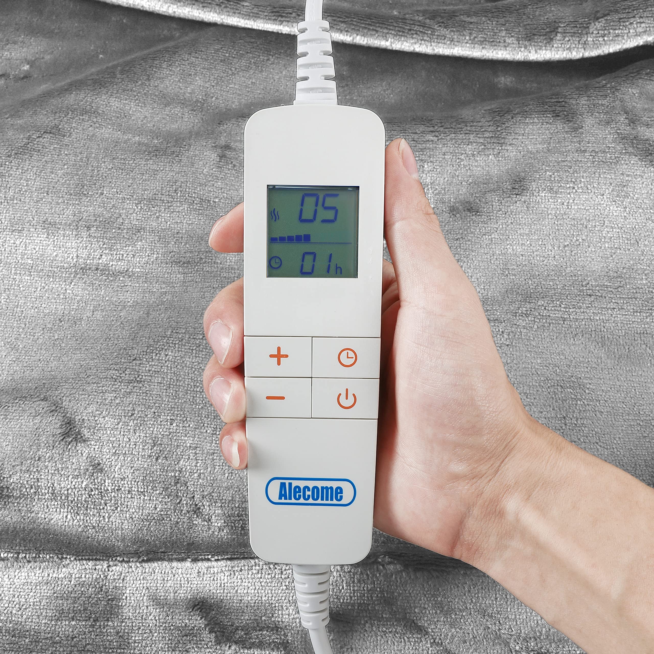 Electric Heated Throw Blanket 10 Heat Settings Washable 220gsm Fleece with Digital Remote Timer - 160cm x 130cm (Silver Grey)