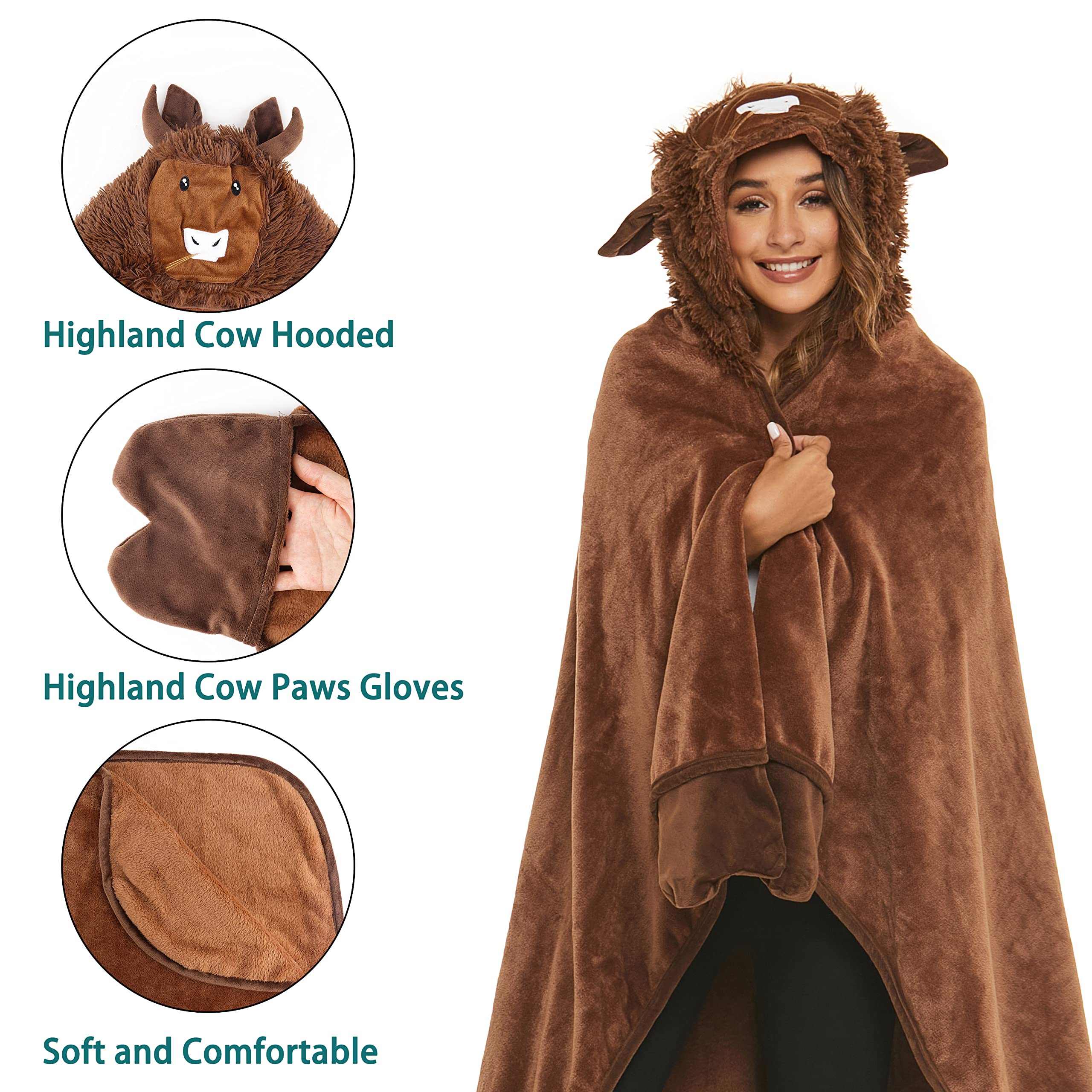 Shoppawhile Sloth Gifts for Women Wearable Hooded Blanket Soft Cute Warm Fluffy Sloth Hooded Blanket 59 * 51 inch