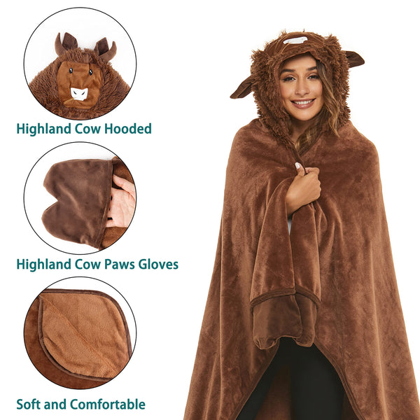 Shoppawhile Sloth Gifts for Women Wearable Hooded Blanket Soft Cute Warm Fluffy Sloth Hooded Blanket 59 * 51 inch