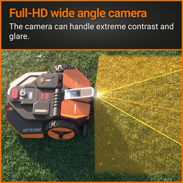 WORX WR206E Landroid Vision Robotic Lawn Mower – 600m² Patented AIA Mowing Multi-Zone, Auto Charging, 20V PowerShare Battery, Rain Sensor, Cut-to-Edge Technology, App-Controlled, Accessories Included