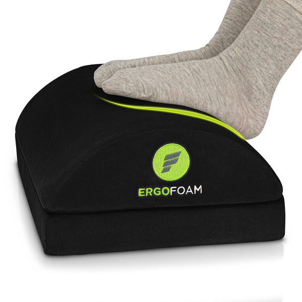ErgoFoam Adjustable Foot Rest Under Desk for Added Height - Large Premium Velvet Soft Foam Footrest for Desk - Most Comfortable Desk Foot Rest in The