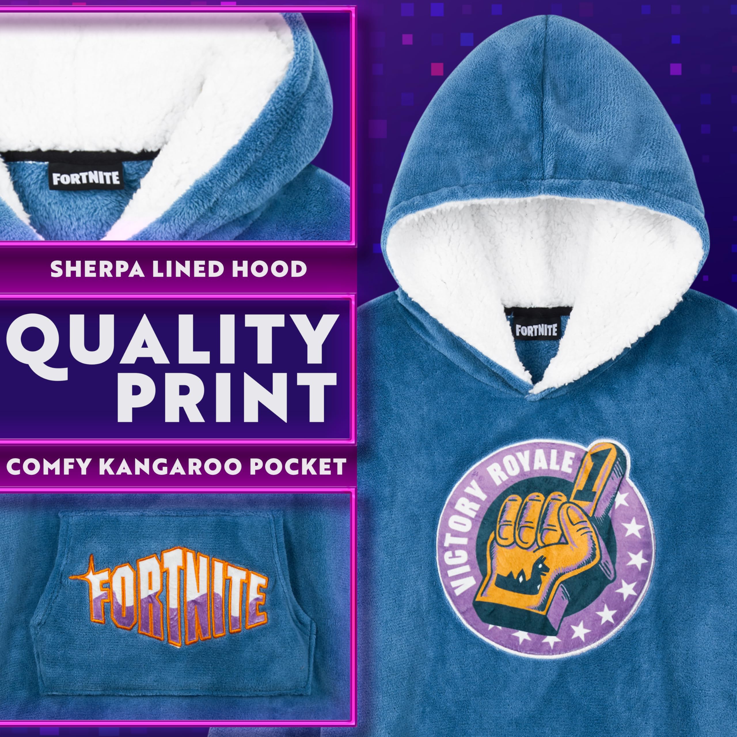 Fortnite Oversized Hoodie Blankets for Boys Fleece Extra Long Warm Wearable Hooded Poncho for Kids and Teens 14+, Gamers Gifts