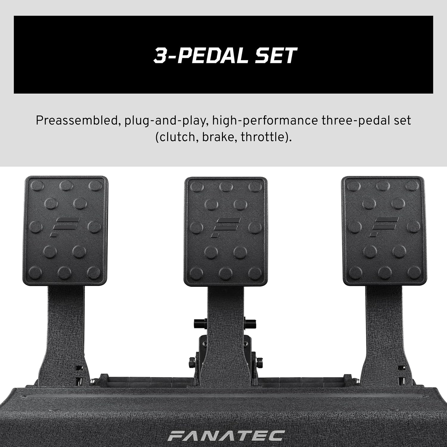 Fanatec Sim Racing CSL Elite Pedals V2 – 3-Pedal Set (Clutch, Brake, Throttle), Dual-Stage Load Cell Brake System, Hall-Effect Sensors – PC, PS5, PS4