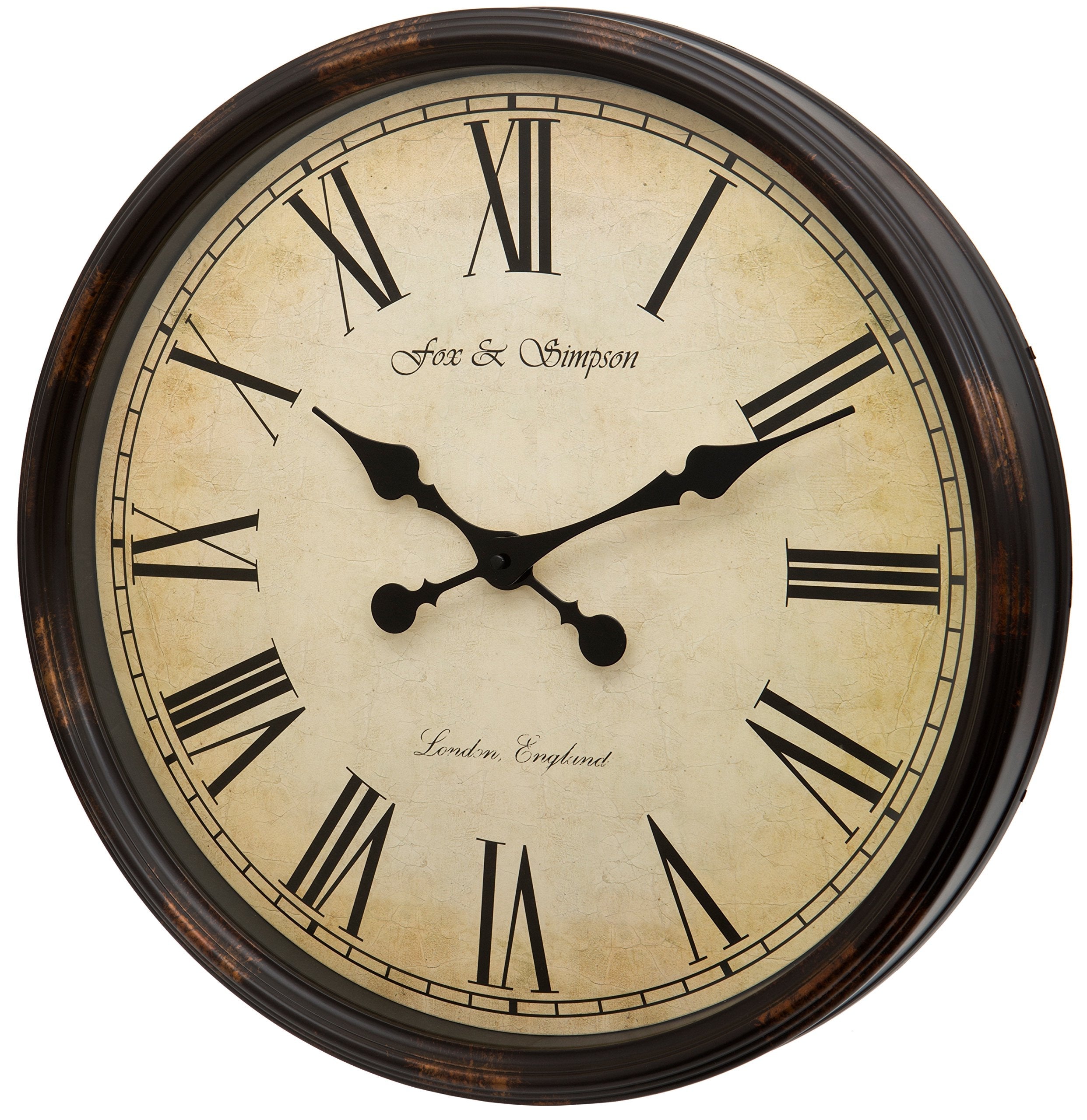 Fox and Simpson Extra Large 50cm / 20-Inch Grand Central Station Wall Clock in Black & Beige