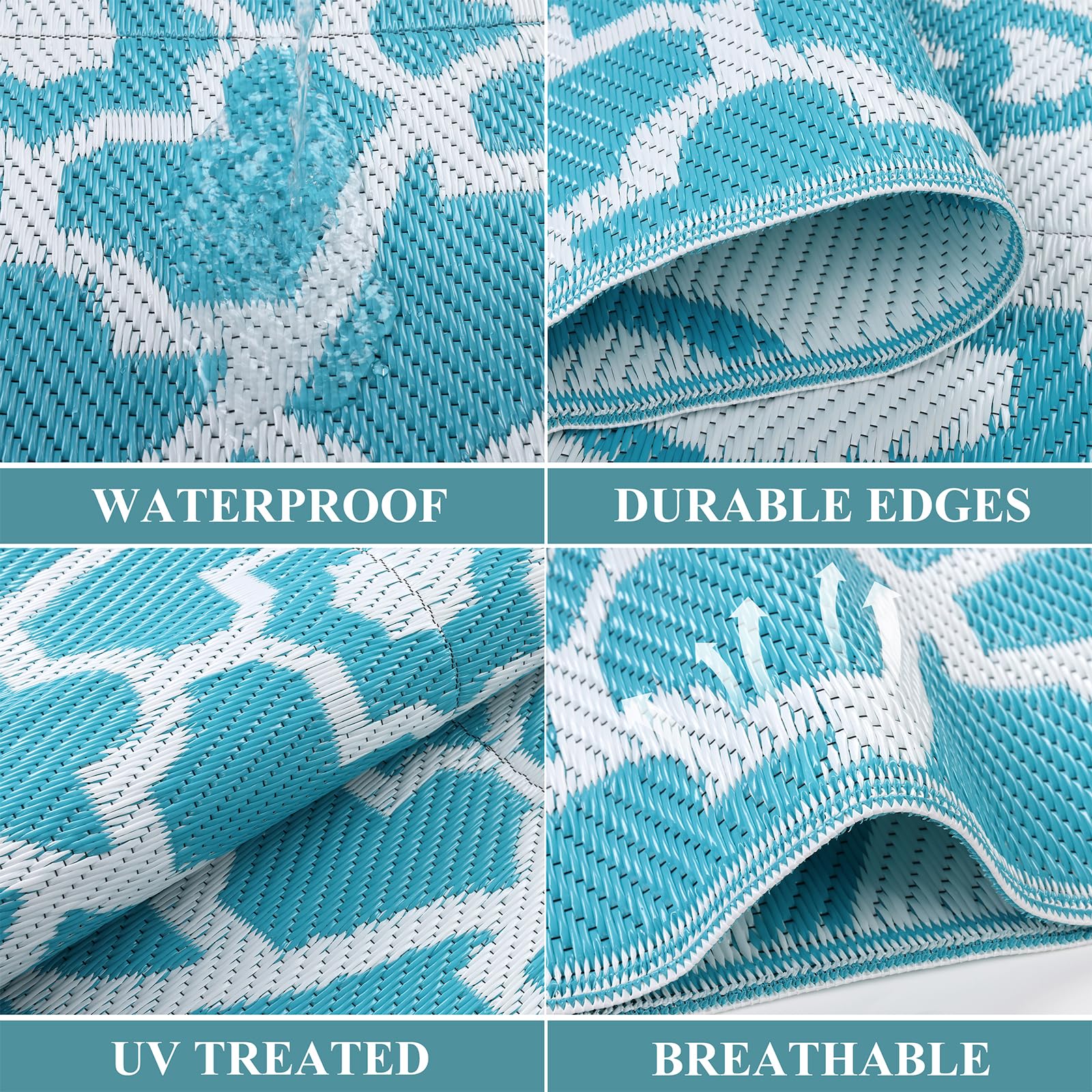 Enyhom Outdoor Rug Waterproof, 180 x 270cm Large Reversible RV Camping Mat, Plastic Straw Rug UV Resistant Garden Rug, Recycled Lightweight Portable