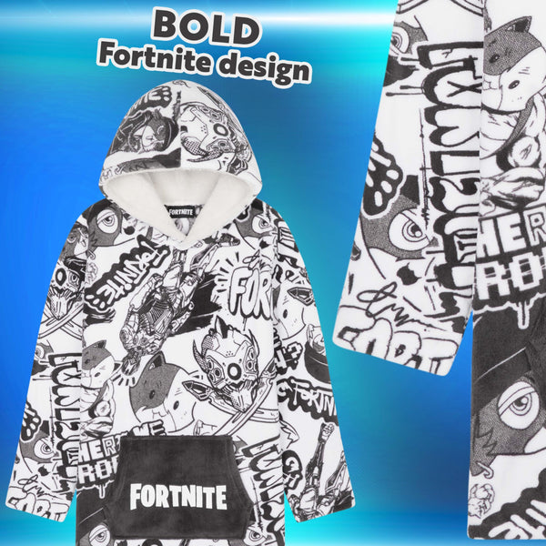 Fortnite Oversized Hoodie Blankets for Boys Fleece Extra Long Warm Wearable Hooded Poncho for Kids and Teens 14+, Gamers Gifts