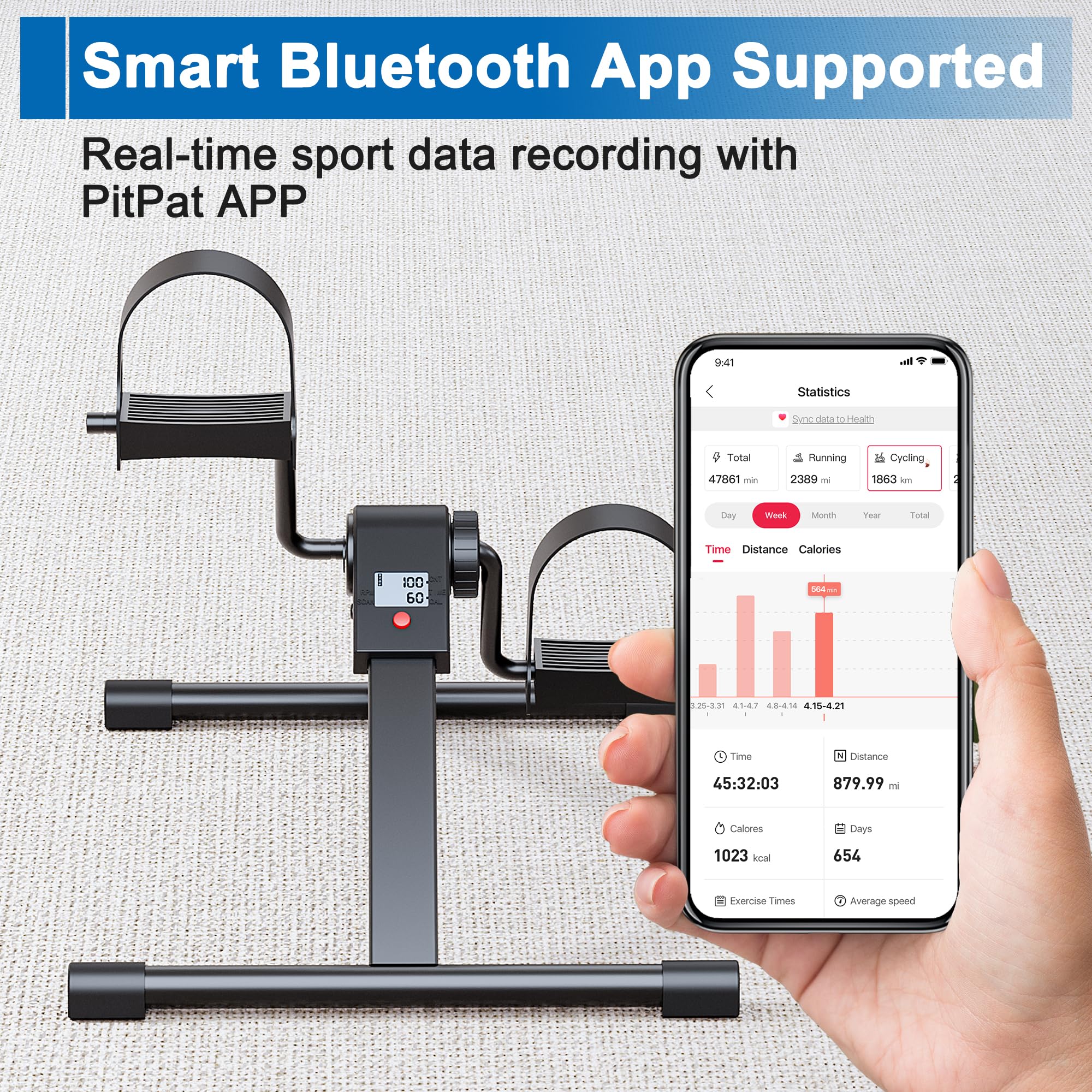 Lacuffy Exercise Bike Indoor Bike with LCD Display Magnetic Stationary Bike Durable Ultra-Quiet 136 kg Max Load Exercise Equipment with App for Home Use