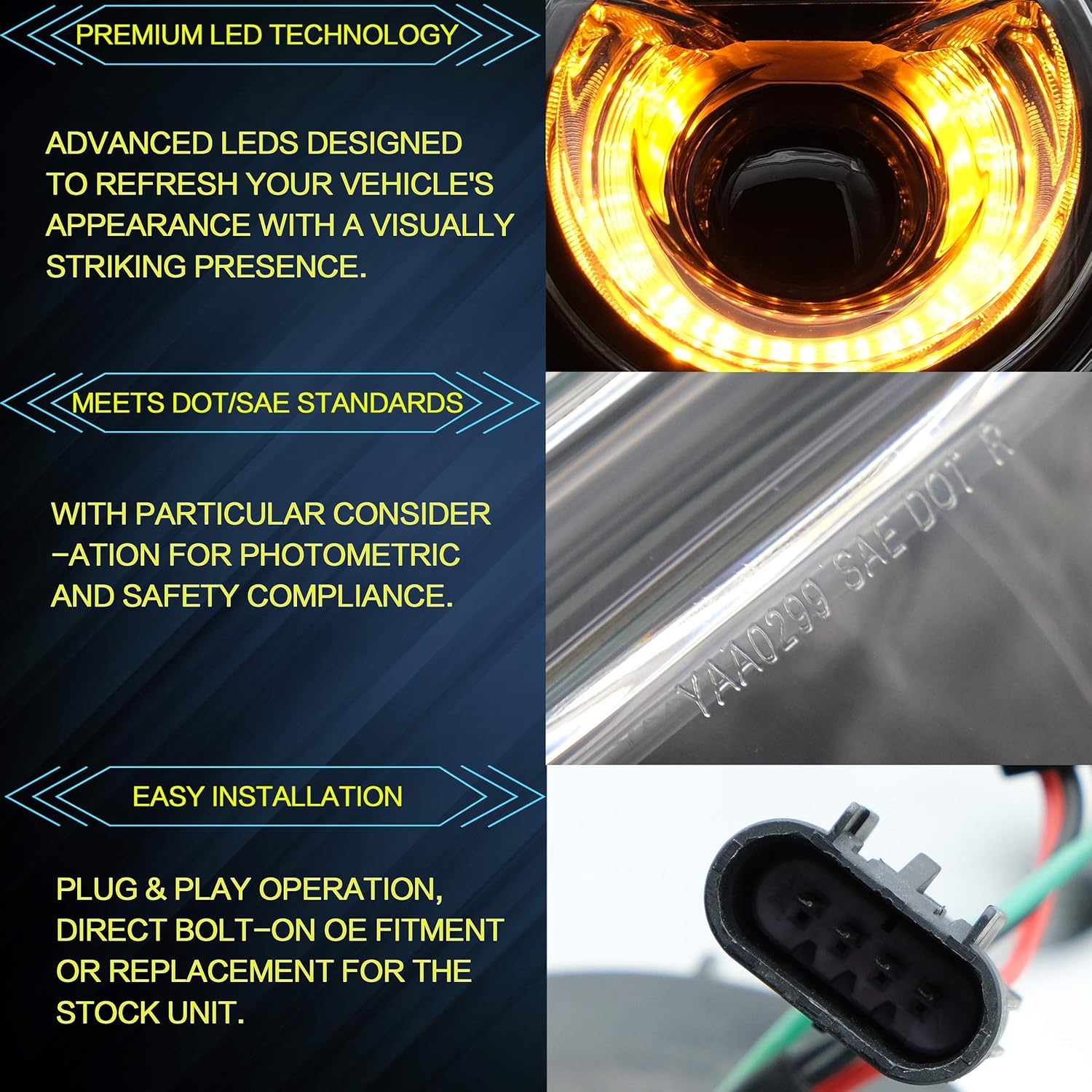 VLAND LED Headlights Fit for 2008-2014 Dodge Challenger 3rd Gen Coupe, Front Lights with Sequential Turn Signal