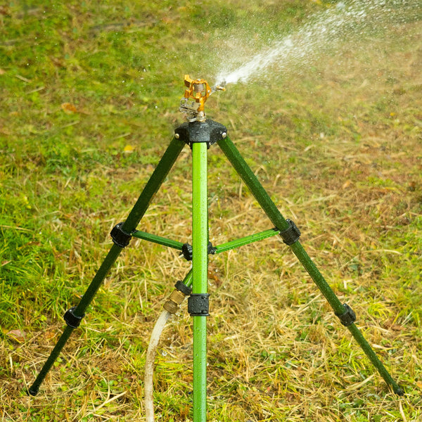Hourleey Impact Sprinkler on Tripod Base, Heavy Duty Brass Sprinklers for Yard Lawn Garden, 0-360 Degree Large Area Coverage, 3/4 Inch Connector
