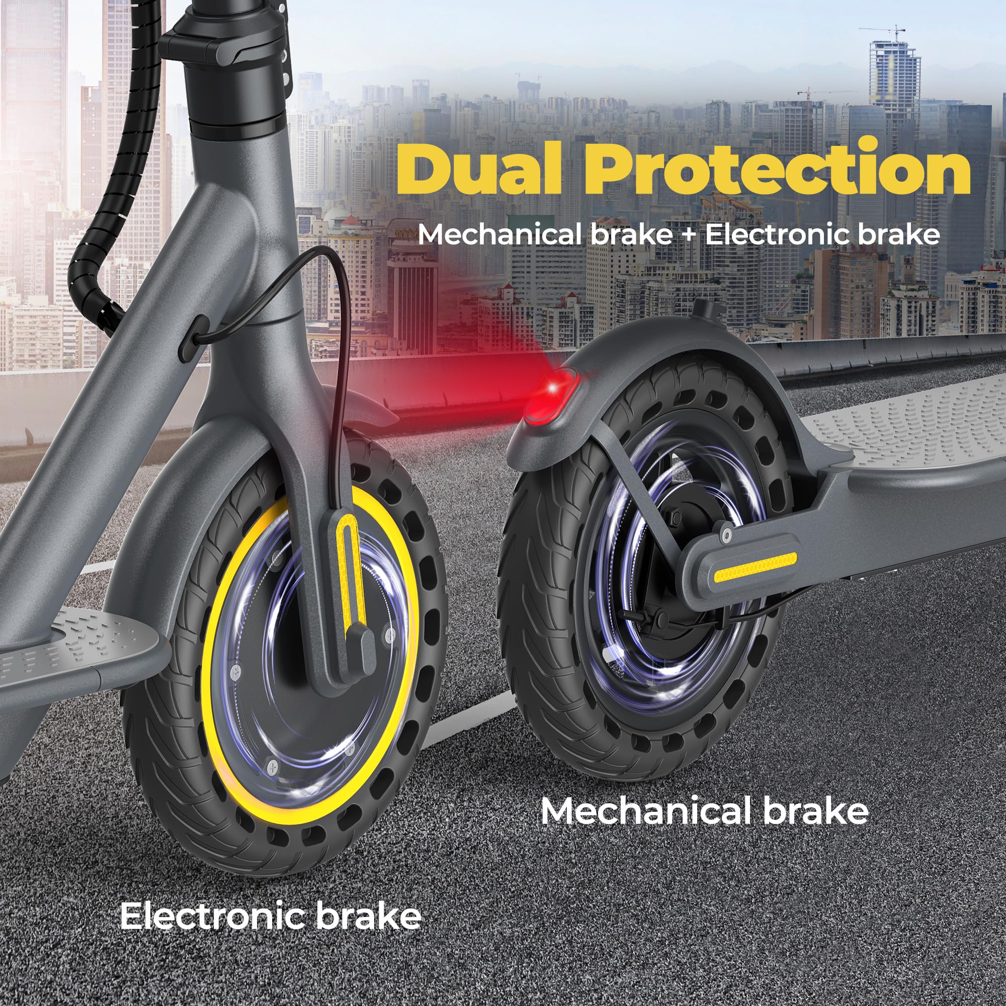 Electric Scooter, Electric Scooter Adult 350W with 25-35KM Range, Max Speed 25KM/H, 8.5" Solid Tire, Double Braking System for Adults and Teens