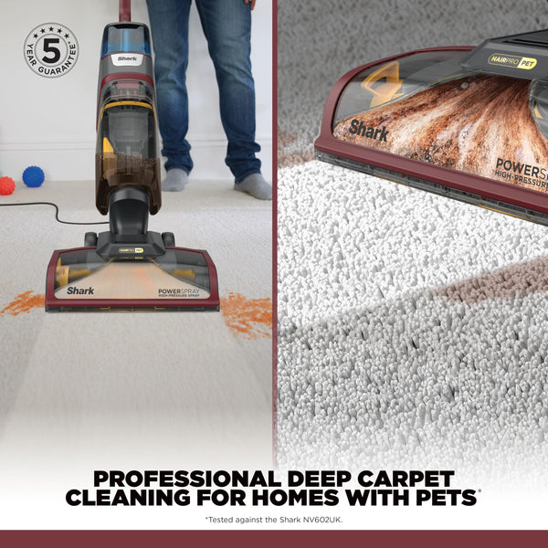Shark CarpetXpert HairPro Pet Carpet Cleaner with Anti-Clog, Anti-Clump, Anti-Tangle, Removes Stains & Odours from Carpets & Rugs, Includes Deep Clean Pet Formula, 1000W, EX220UK