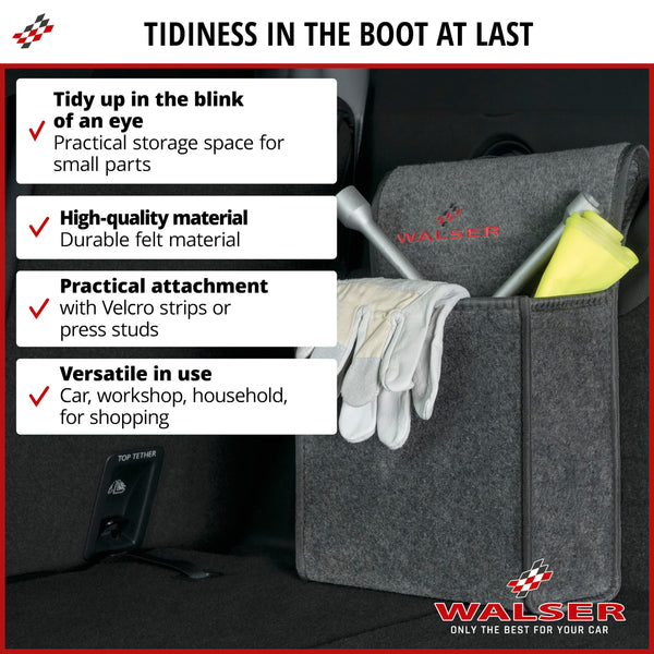 Walser Boot Bag Toolbag Organiser Size XXL, Needle Felt Boot Organiser, Car Bag, Car Storage Bag, boot organiser 57x16x21 cm black