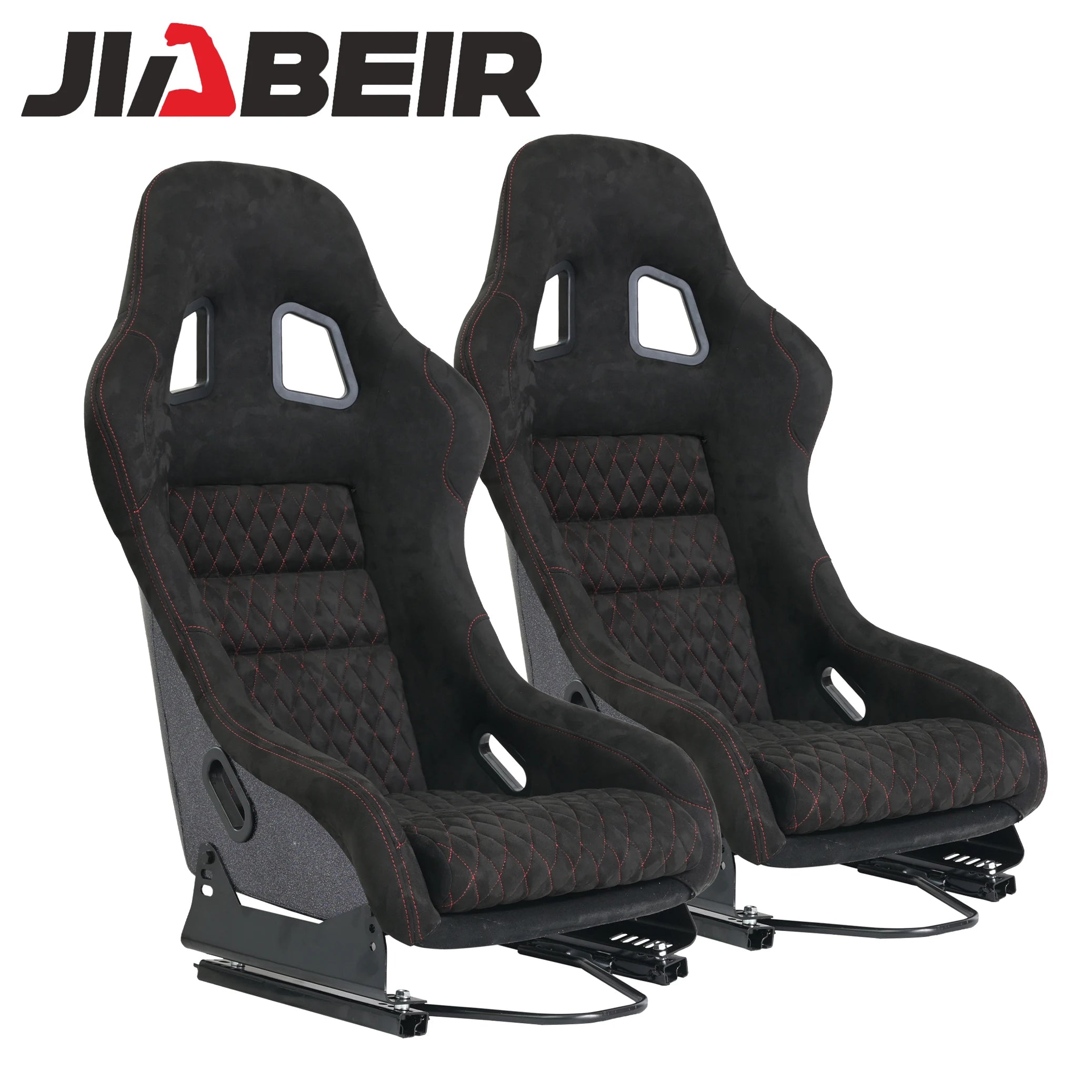 JIABEIR 1022BB Adjustable Red Stitching Glitter Back Car Vehicle Sport Simulator Universal SIM Bucket Racing Fiberglass Seats