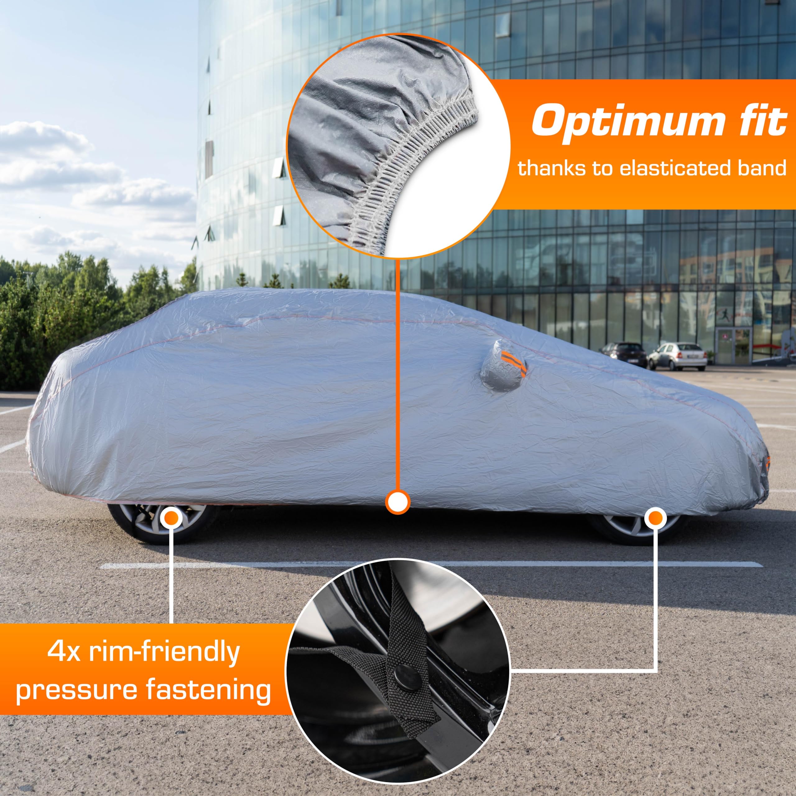 Upgrade4cars Outdoor Car Cover waterproof & breathable | Universal Full Garage for all Seasons | Car - XXL (225 * 80 * 47 inch)