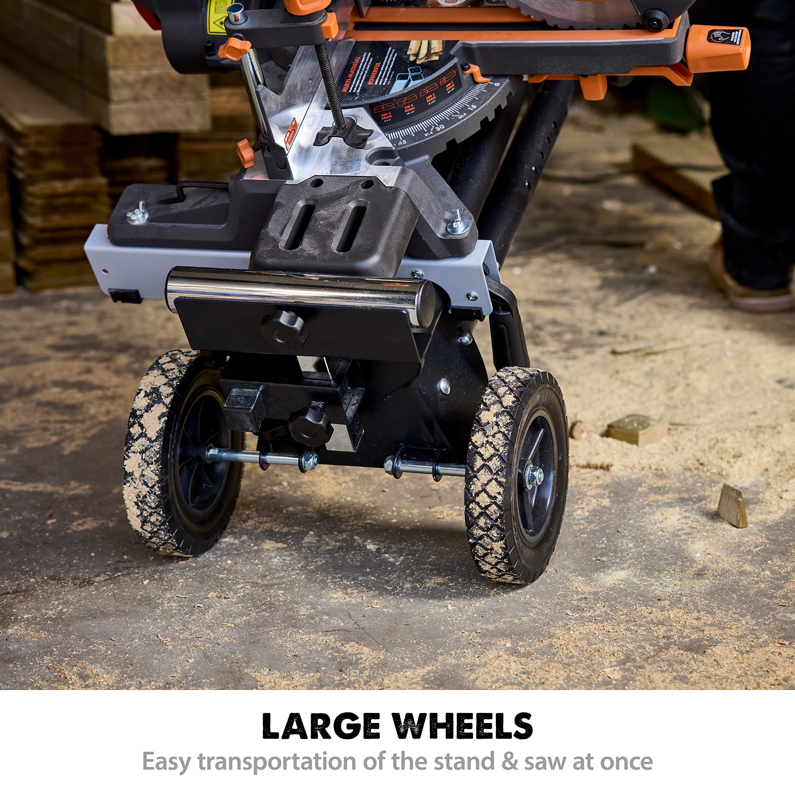 Evolution Power Tools EVOMS1 Mitre Saw Stand, Universal Compact Folding with Extending Support Arms, Fits Evolution, Makita, DeWalt, Bosch, Ryobi, Einhell and Metabo, Supports 150kg Weight & 3m Length