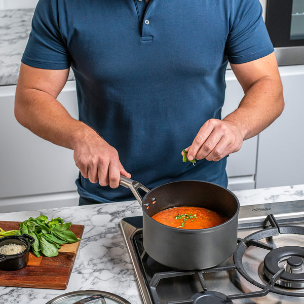 Ninja ZEROSTICK Premium 5-Piece Pan Set, Long Lasting Non-Stick, 3x Saucepans with Glass Lids, 1x Milk Pan, 1x Frying Pan, Hard Anodised Aluminium, Induction Compatible, Grey C35000UK