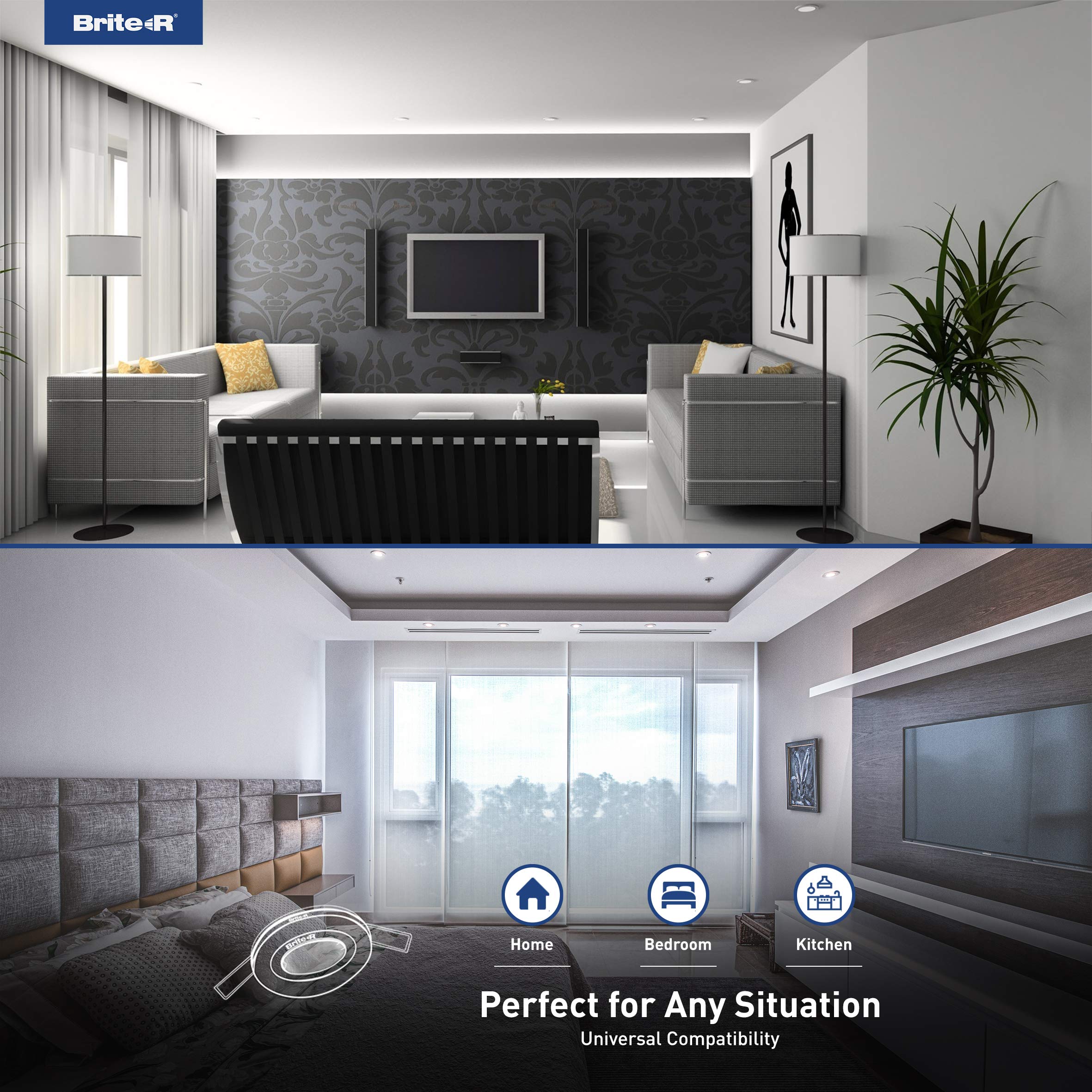 6X GU10 Tilt Swivel Downlight Satin Chrome Brite-R LED Spotlight Recessed Ceiling Light Fitting Pressed Steel IP20 Rated Halogen Compatible CE