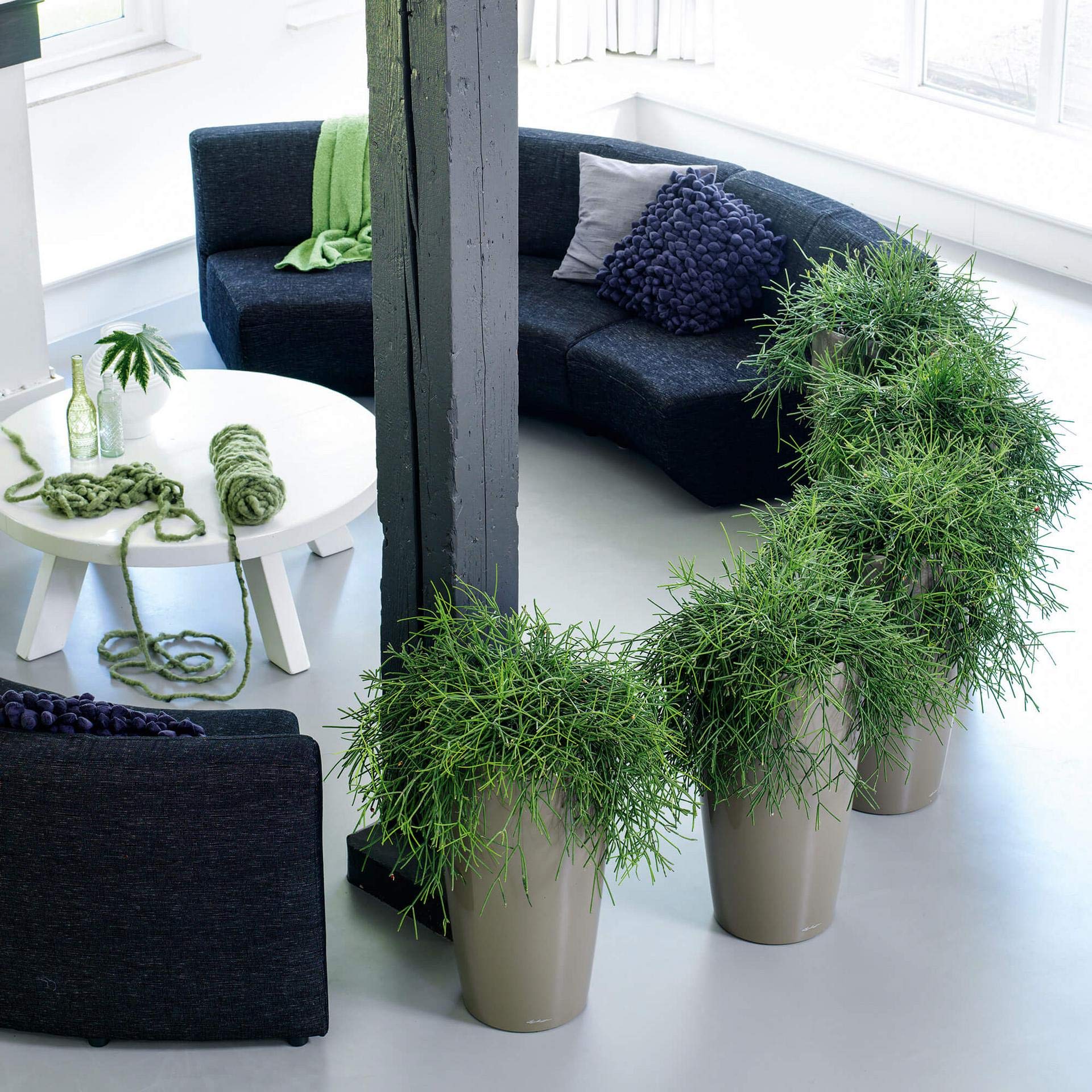 Lechuza RONDO 40 Self Watering Planter Large Plastic Indoor and Outdoor Plant Pot with Drainage Hole D40 H75 cm White High-Gloss