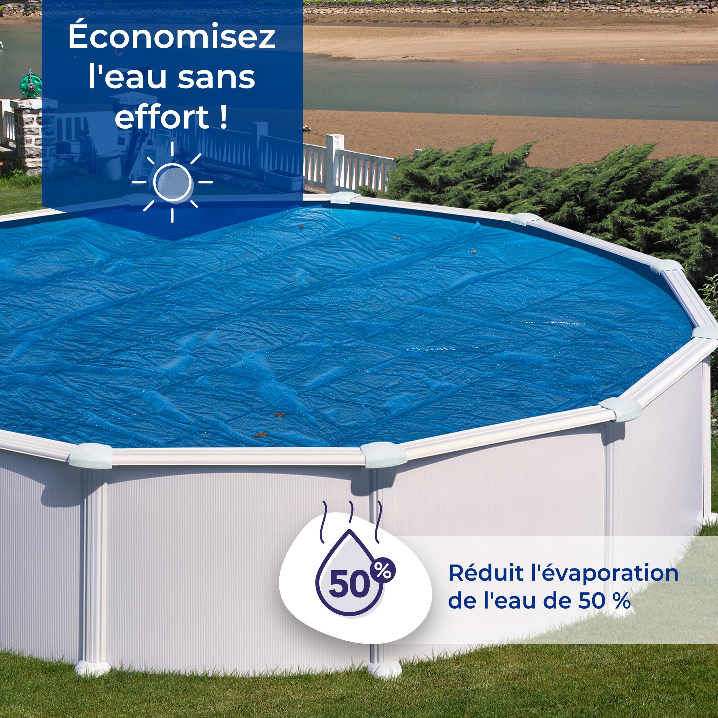 Gre CPROV Insulated Cover for Swimming Pools, Oval 500 x 300 cm blue