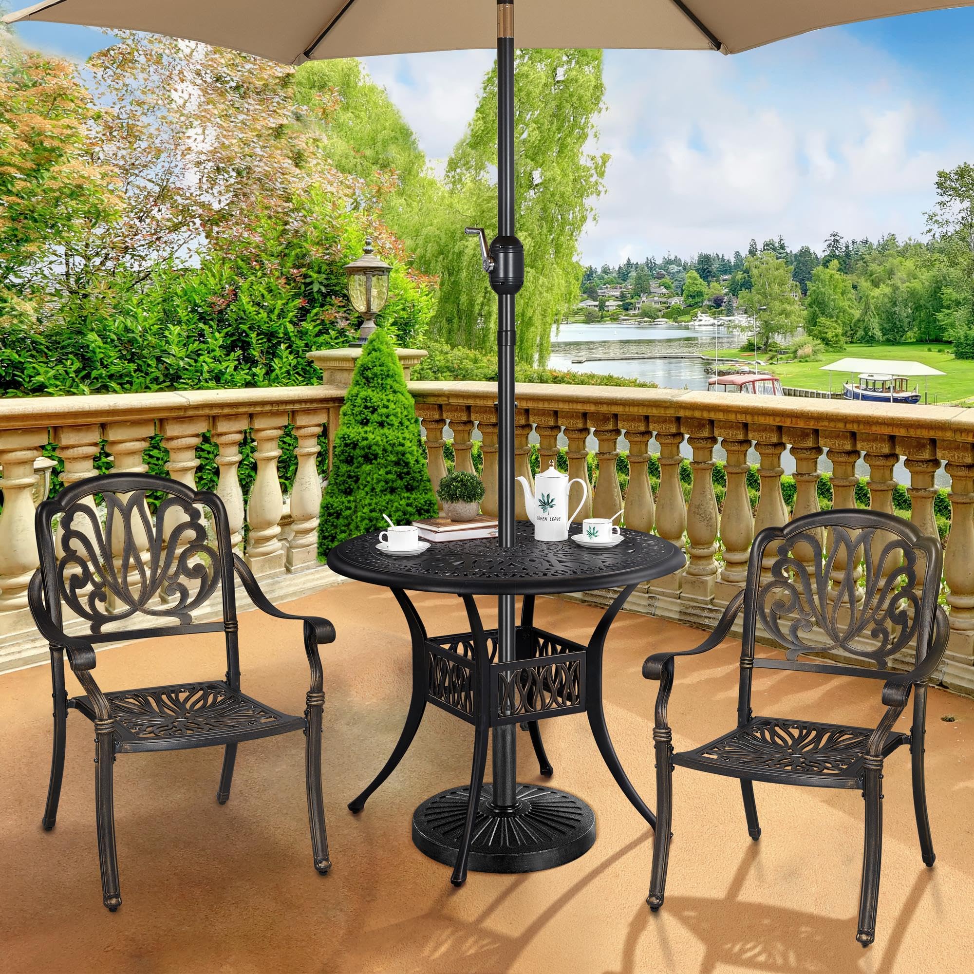 Yaheetech 10kg Patio Umbrella Stand Parasol Base Weight Heavy Duty Garden Parasol Stand Holder Round Iron Umbrella Base Stand Bronze