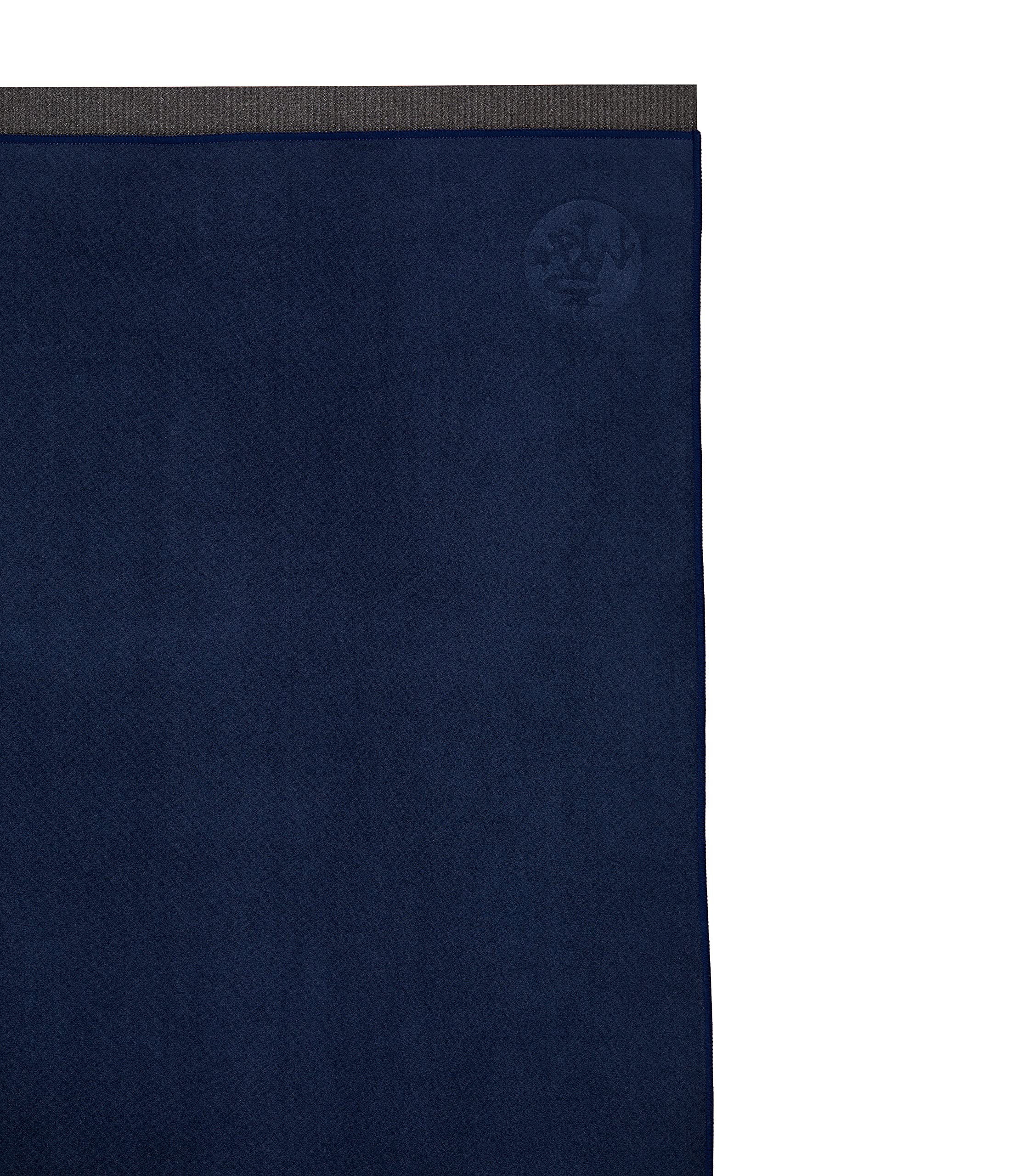 Manduka Yogitoes Yoga Towel for Mat, Non-Slip and Quick Dry for Hot Yoga with Rubber Bottom Grip Dots,Thin and Lightweight, 71 Inches, Midnight