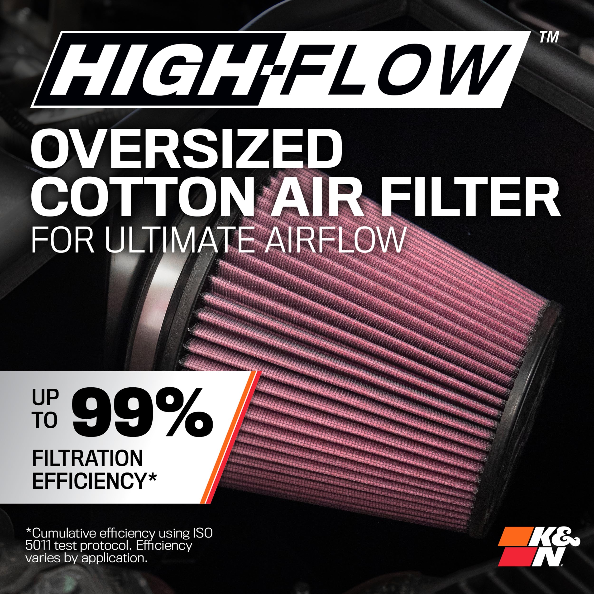 K&N 57-3514 Washable and Reusable Car Performance Intake Kit