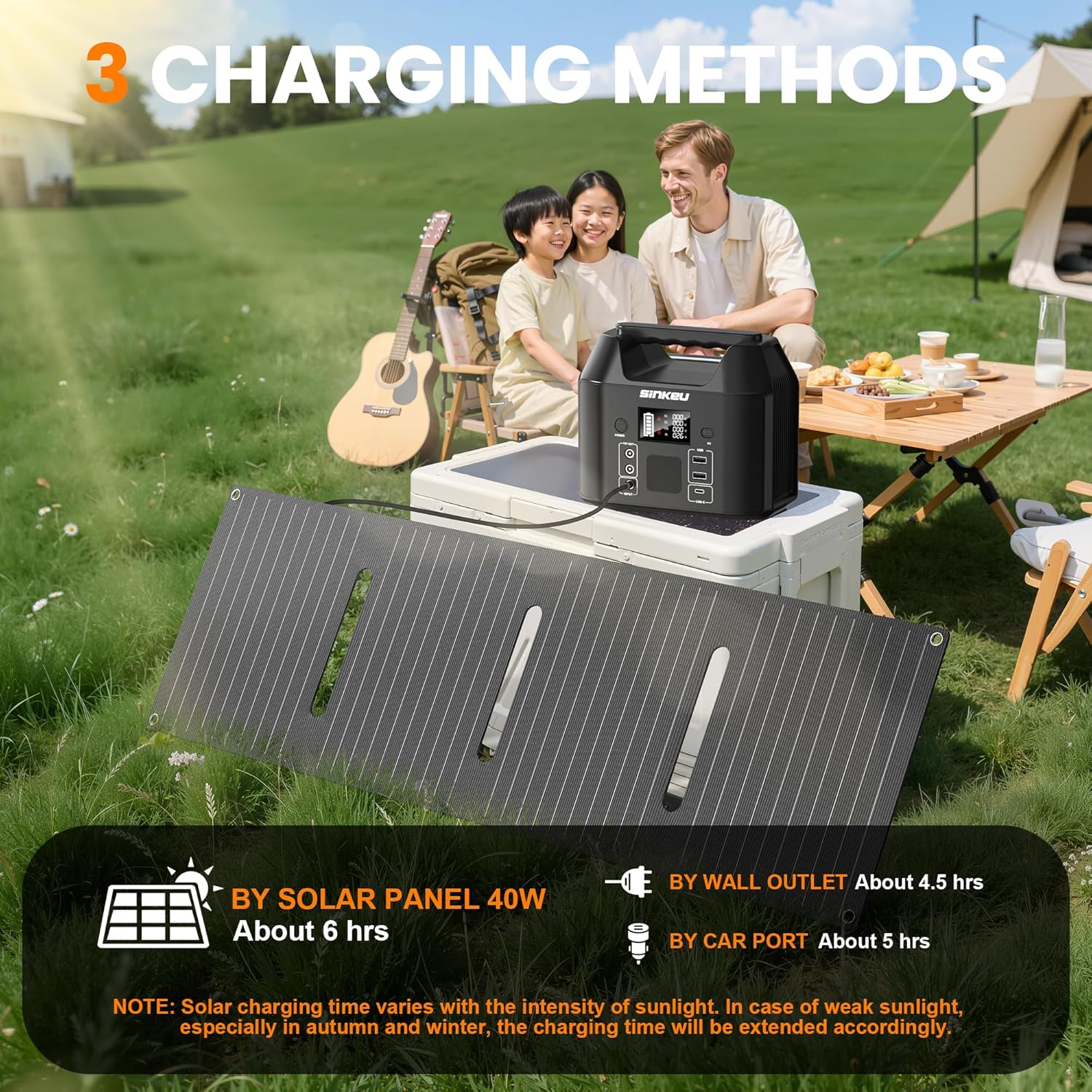 SinKeu 96Wh Portable Power Station with Solar Panel 40W, 30000mAh LiFePO4 Battery Solar Generator has 230V 150W AC Outlet/12V DC/USB, Backup Power for Camping Picnics Garden & Home Emergency