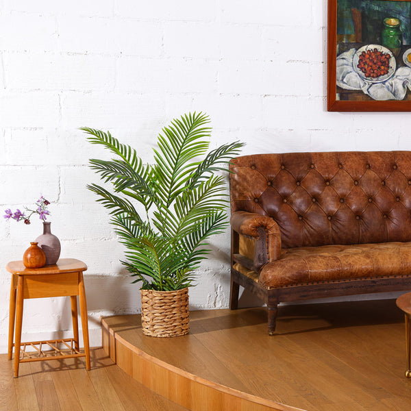 Fopamtri Artificial Plants Indoor Faux Areca Palm 120 cm in Plastic Pot Large Fake Tropical Palm Plants with Artificial Foliage for Home House Office