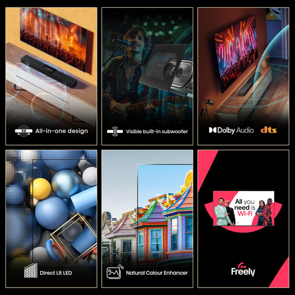 Hisense 40" 40E4QTUK FHD LED TV with Freely - Direct Lit LED, Dolby Audio, Natural Colour Enhancer, Games Mode, Sports Mode with Freely, Disney +, YouTube, Netflix