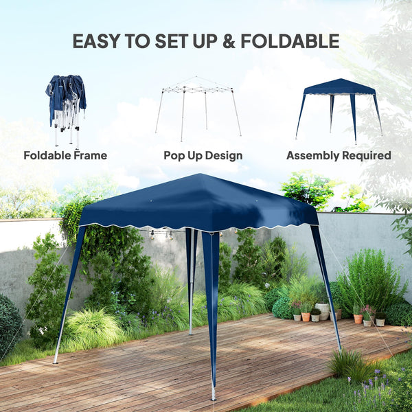 Outsunny 3 M x 3 M Base/ 2.5 M x 2.5 M Top Pop Up Gazebo, One Person Setup Instant with Carry Bag, Height Adjustable Slant Leg Party Tent Instant Event Shelter for Garden, Patio, Black