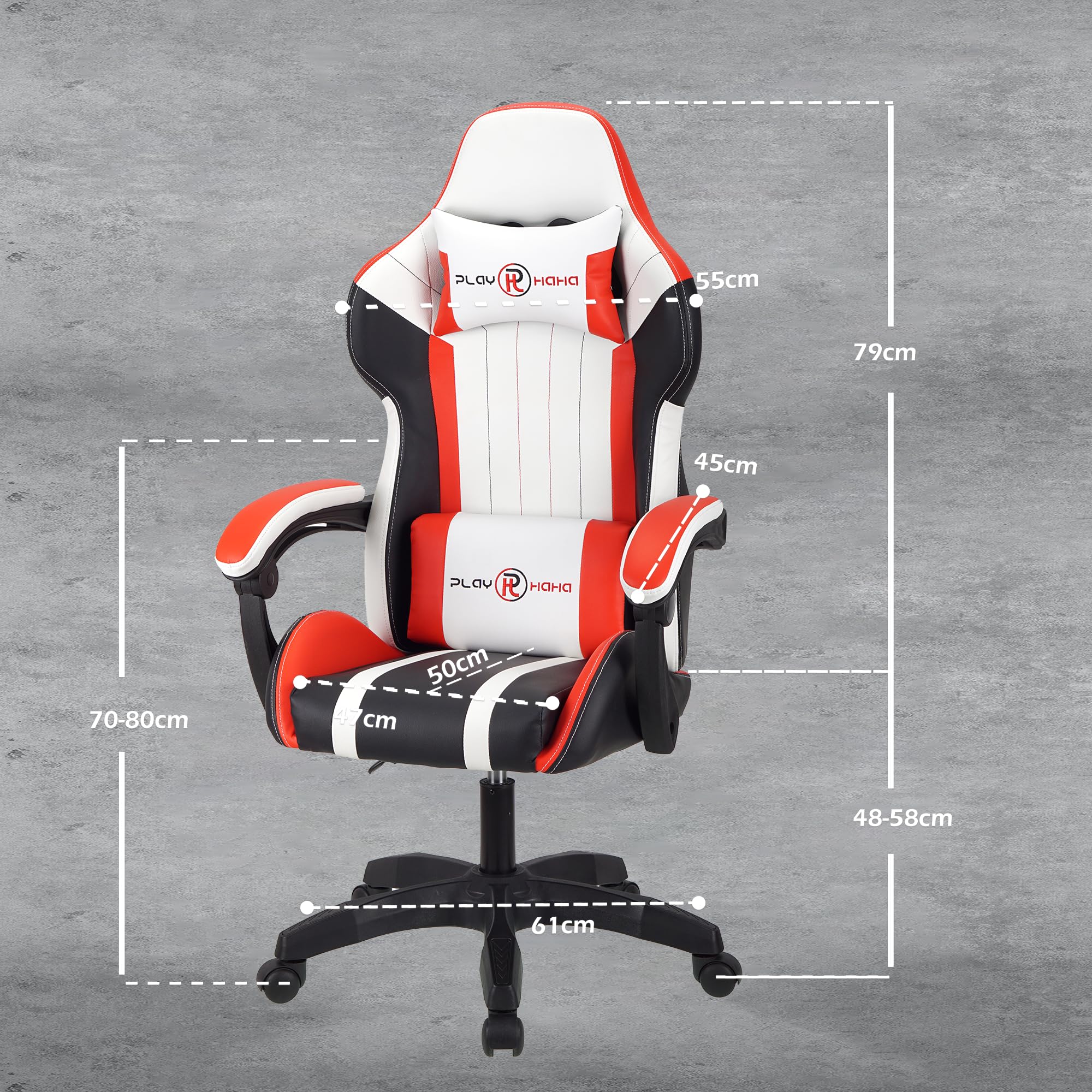 T-THREE.Ergonomic Leather Gaming Chair Height Adjustable with Headrest and Lumbar Support(Orange)