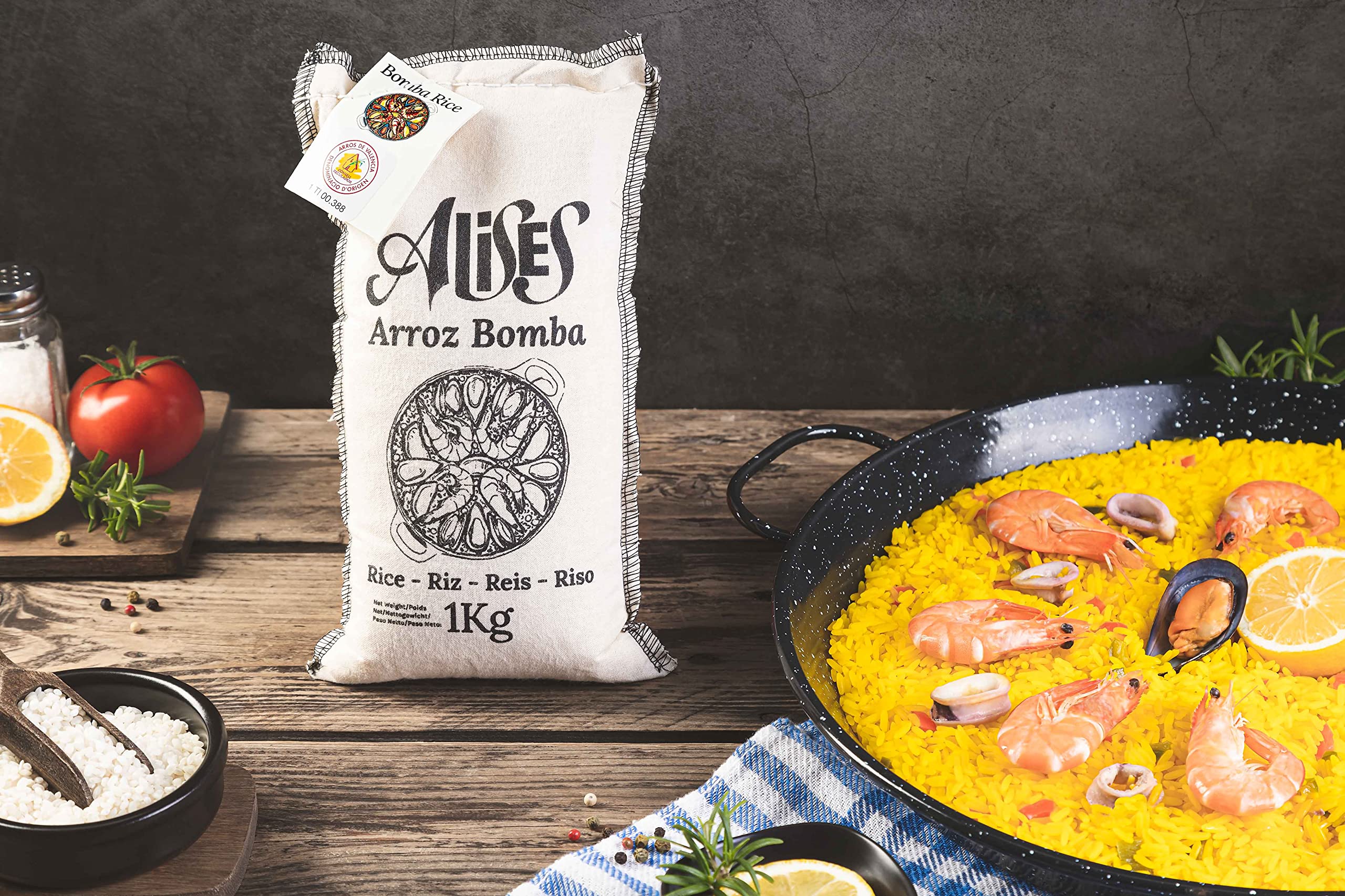 Alises - Enamelled Carbon Steel Pan (Naturally Non-Stick) Paella Pan 50 cm - Paella Pan Regular 50 cm