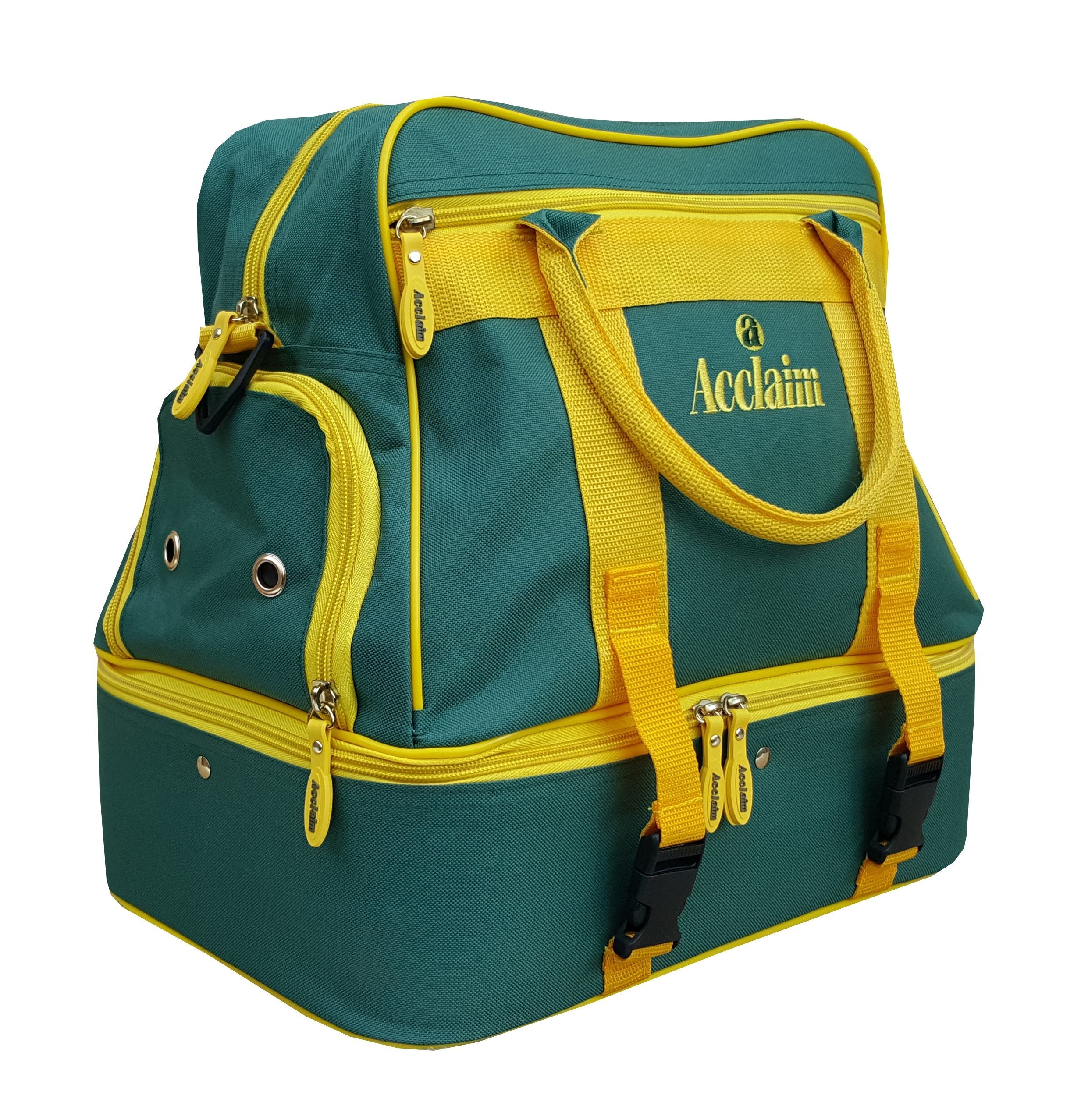 Acclaim Farne Midi Nylon Double Decker Bowlers Level Lawn Flat Green Short Mat Indoor & Outdoor Bowling Bowls Bag New 2025 Model (Bottle Green/Yellow)