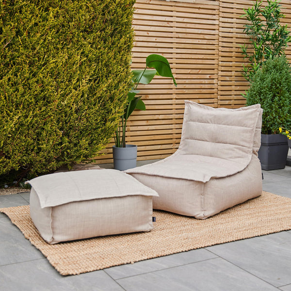 icon Dolce Lounge Bean Bag Chair and Footstool, Grey, Indoor Outdoor Beanbag, Large Adult Bean Bag with Filling Included, Floor Chair, Garden, Living Room Furniture, Bedroom Furniture